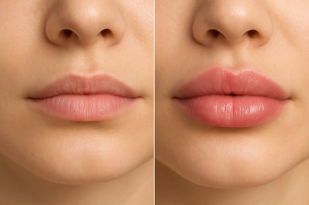 Lip filler before/after